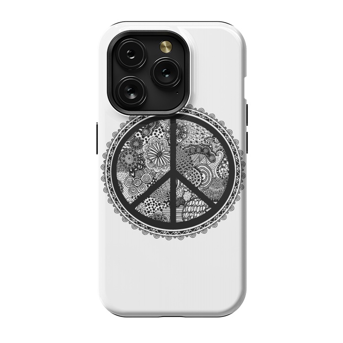 iPhone 15 Pro StrongFit Zen Doodle Peace Symbol by Andrea Haase