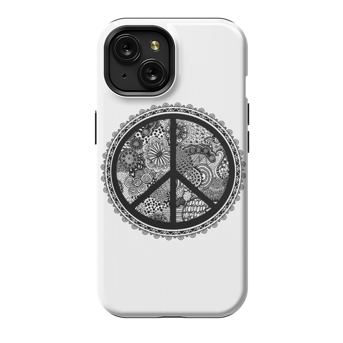 iPhone 15 StrongFit Zen Doodle Peace Symbol by Andrea Haase