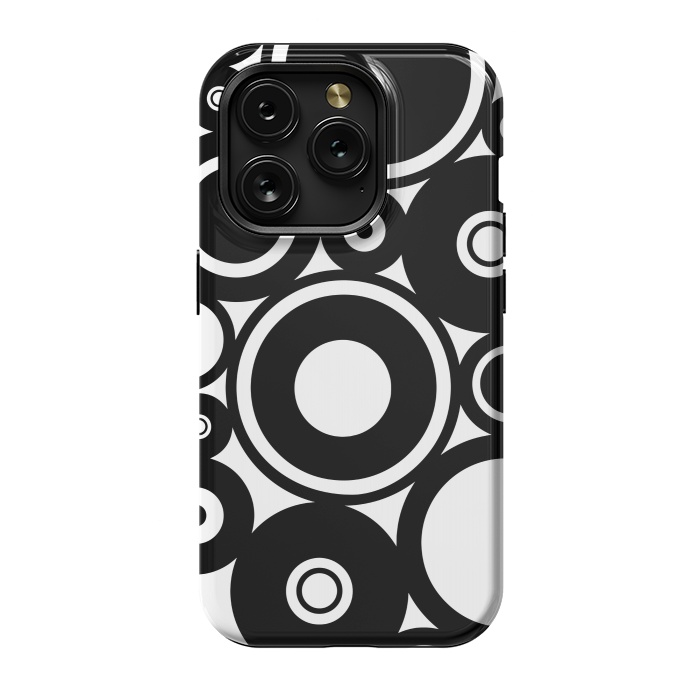 iPhone 15 Pro StrongFit Pop-Art Black White Circles by Andrea Haase