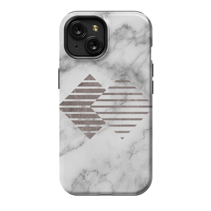 iPhone 15 StrongFit Geometrical Metal Shapes on Marble by  Utart