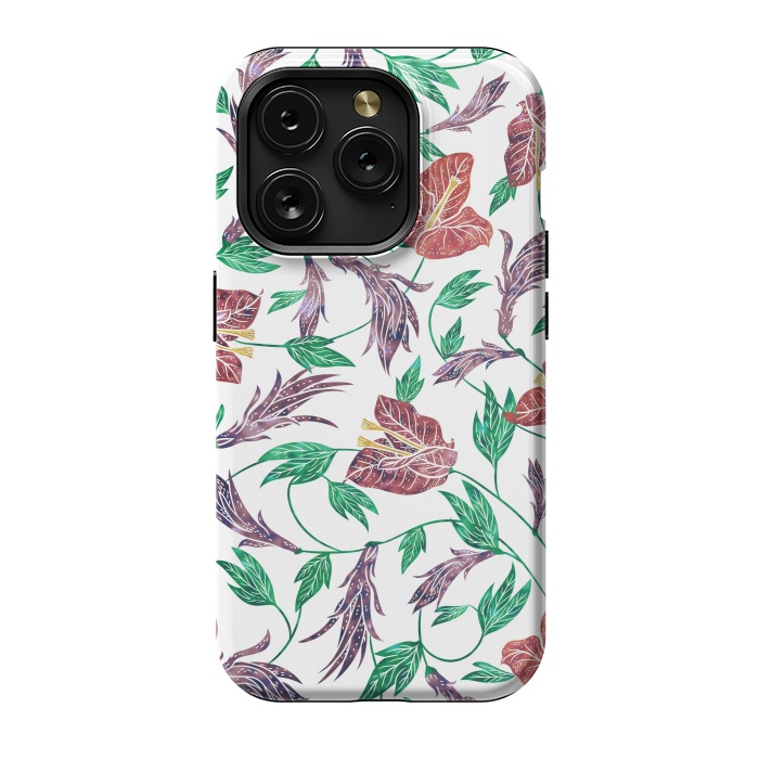 iPhone 15 Pro StrongFit Tropical Flowers Pattern by Dushan Medich