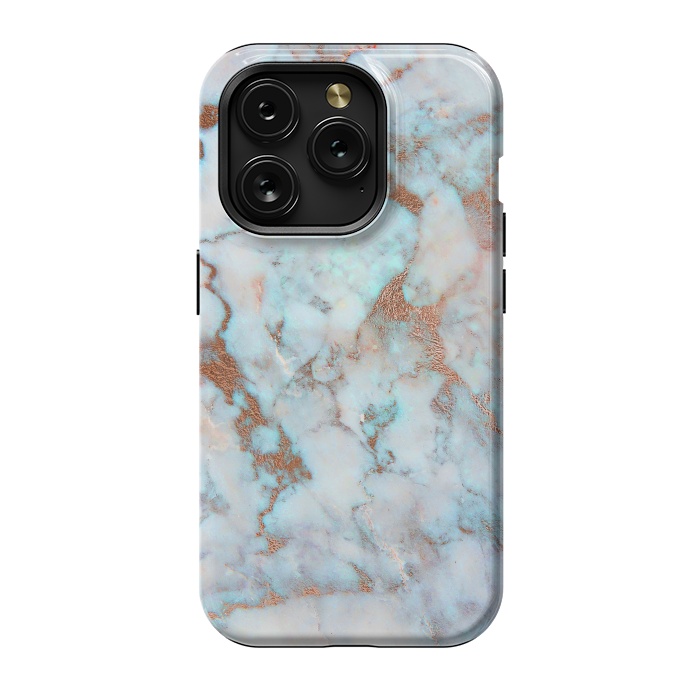 iPhone 15 Pro StrongFit White & Gold Faux Marble by Dushan Medich