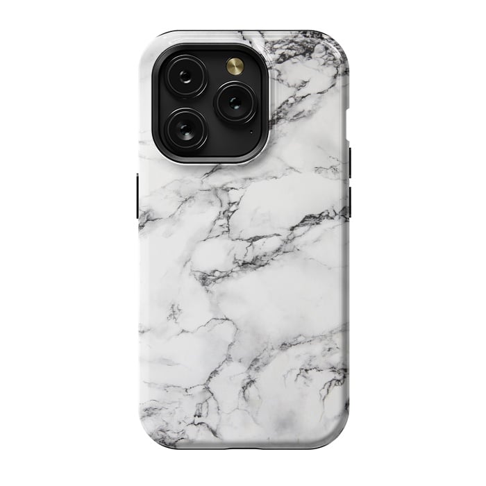 iPhone 15 Pro StrongFit White Marble Stone Print by Dushan Medich