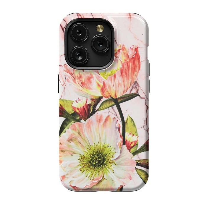 iPhone 15 Pro StrongFit Flowering on pink marble by Mmartabc