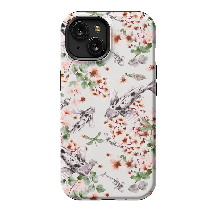 iPhone 15 StrongFit Asian pattern fish bloom by Mmartabc