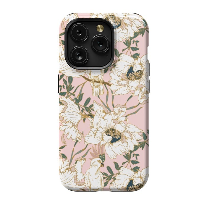 iPhone 15 Pro StrongFit Exotic birds on flowers by Mmartabc