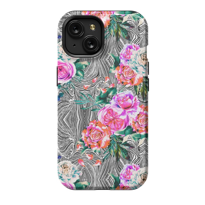 iPhone 15 StrongFit Flowery on linear mosaic by Mmartabc