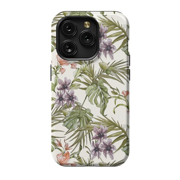 iPhone 15 Pro StrongFit Watercolor tropical foliage by Mmartabc