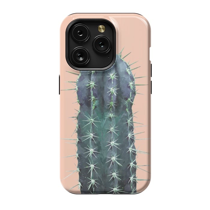 iPhone 15 Pro StrongFit Cactus Illustration Pink Background by Alemi