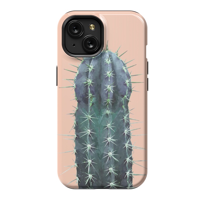 iPhone 15 StrongFit Cactus Illustration Pink Background by Alemi