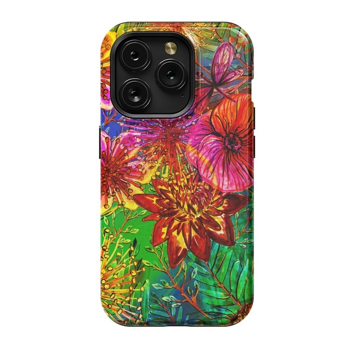 iPhone 15 Pro StrongFit Colorful Flower Jungle by  Utart