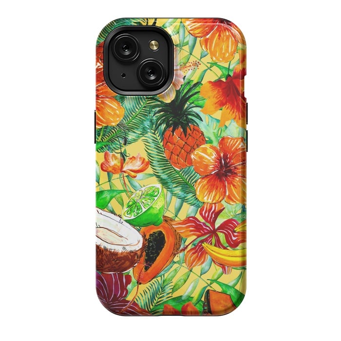 iPhone 15 StrongFit Aloha Tropical Fruits and Flowers by  Utart