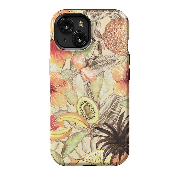 iPhone 15 StrongFit Aloha Retro Fruit and Flower Jungle by  Utart