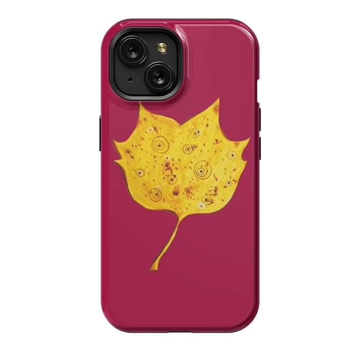iPhone 15 StrongFit Fancy Yellow Autumn Leaf by Boriana Giormova