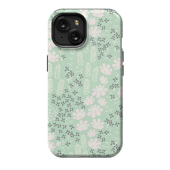 iPhone 15 StrongFit Floral Mint Pattern 013 by Jelena Obradovic