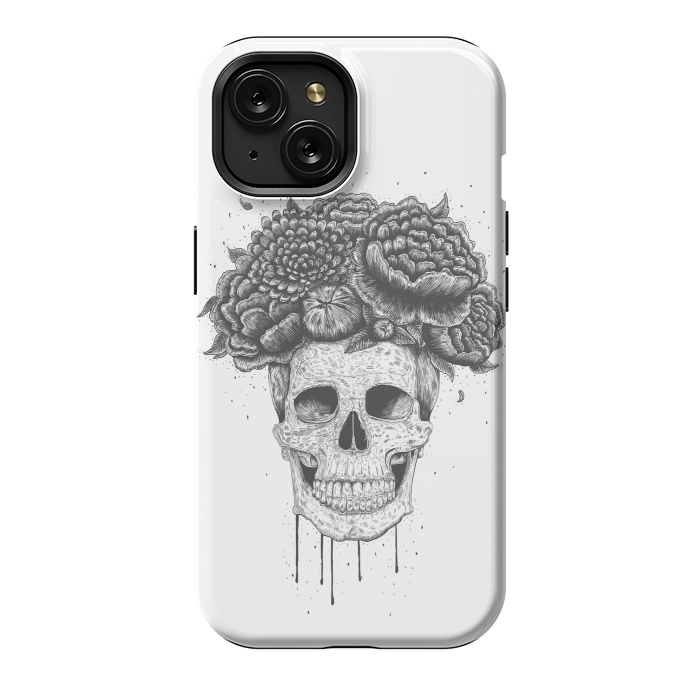 iPhone 15 StrongFit Skull with flowers by kodamorkovkart