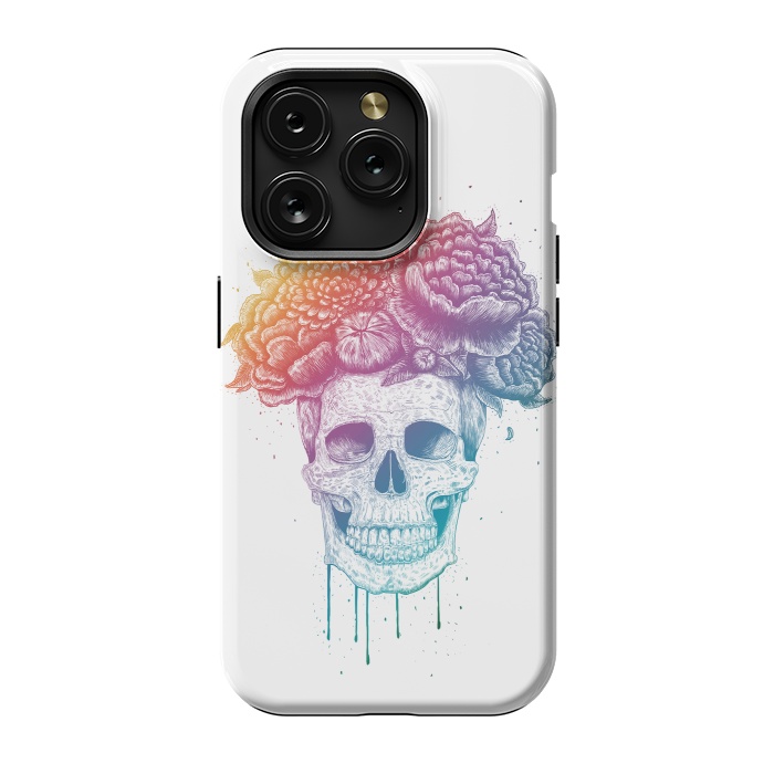 iPhone 15 Pro StrongFit Colorful skull with flowers by kodamorkovkart