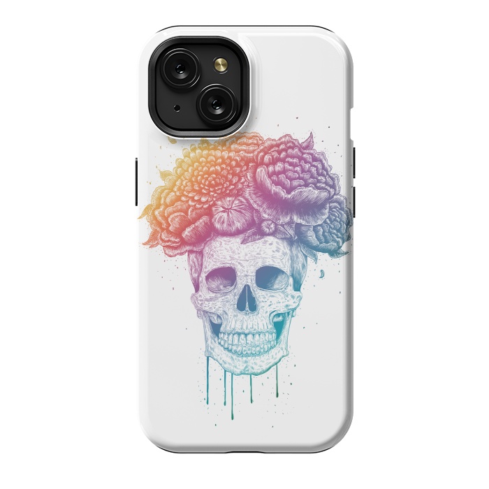 iPhone 15 StrongFit Colorful skull with flowers by kodamorkovkart