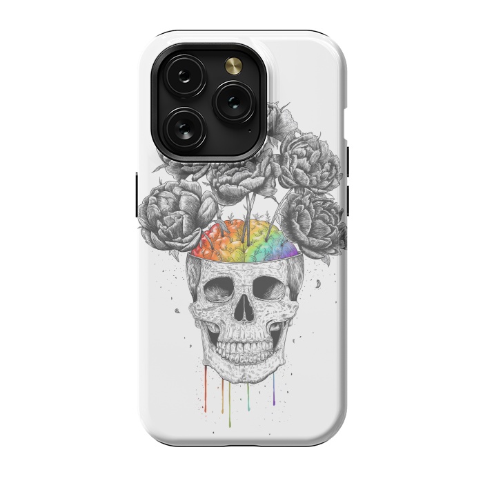 iPhone 15 Pro StrongFit Skull with rainbow brains by kodamorkovkart