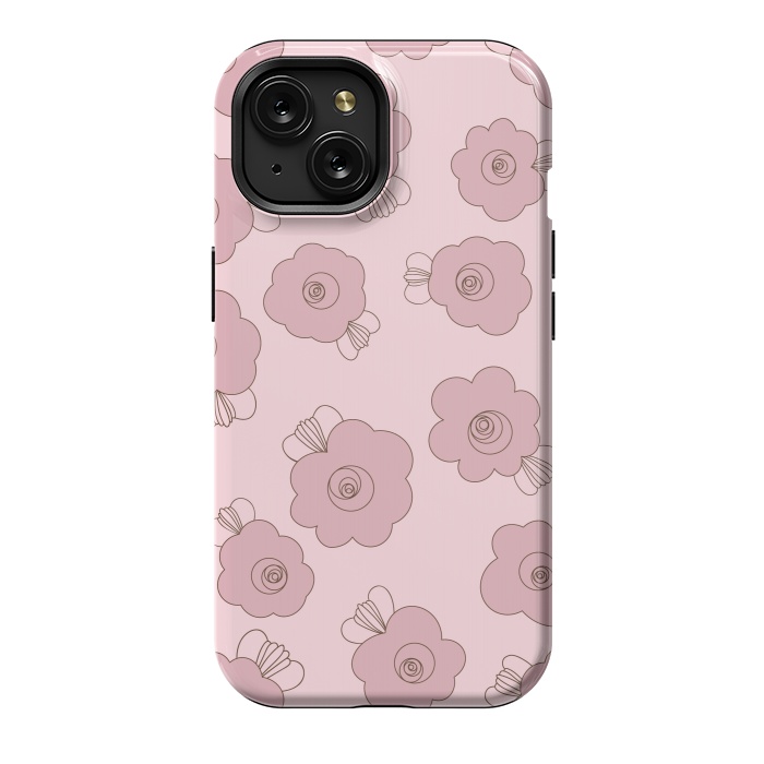 iPhone 15 StrongFit Fluffy Flowers - Pink on Pink by Paula Ohreen