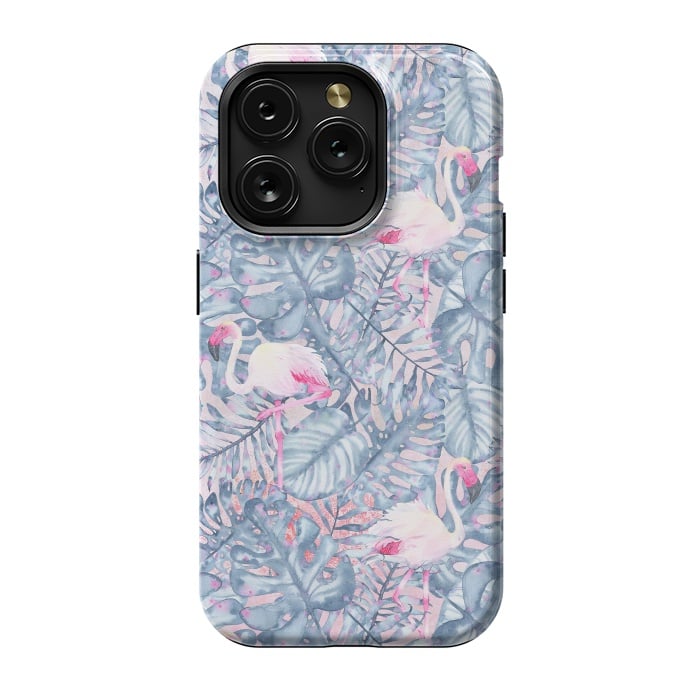 iPhone 15 Pro StrongFit Pink and Blue Flamingo Summer  by  Utart