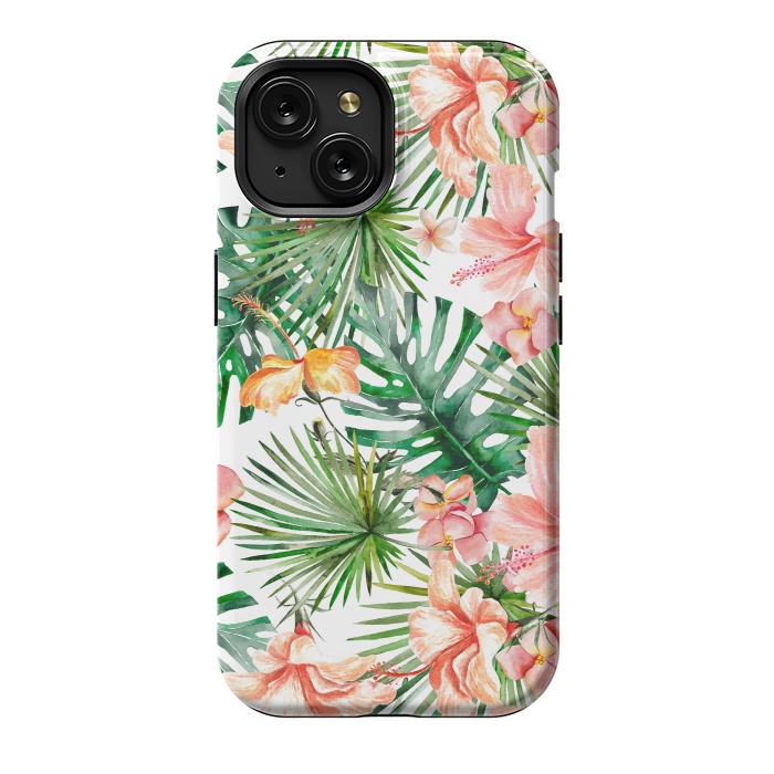 iPhone 15 StrongFit Tropical Flower Jungle by  Utart