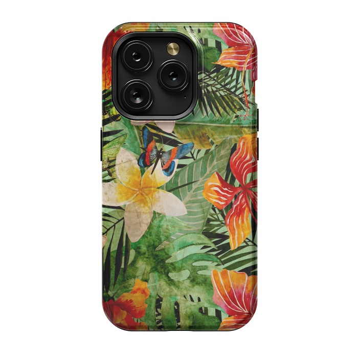iPhone 15 Pro StrongFit Retro Tropical Flower Jungle by  Utart