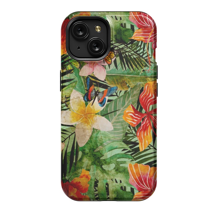 iPhone 15 StrongFit Retro Tropical Flower Jungle by  Utart