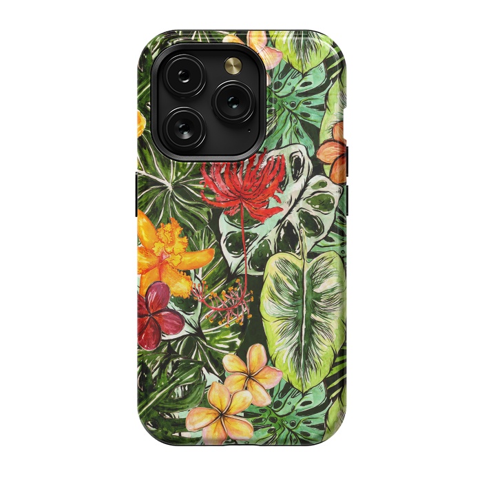 iPhone 15 Pro StrongFit Vintage Tropical Flower Jungle Pattern by  Utart