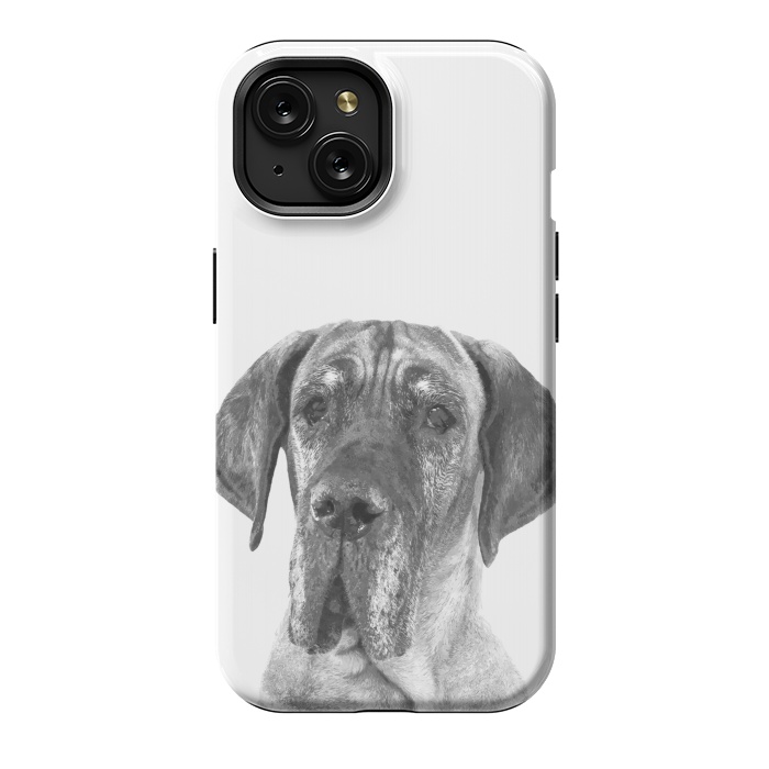 iPhone 15 StrongFit Black and White Great Dane by Alemi