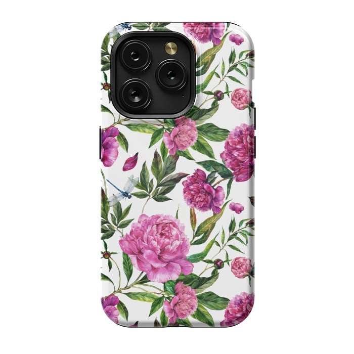 iPhone 15 Pro StrongFit Pink Peonies on White by  Utart