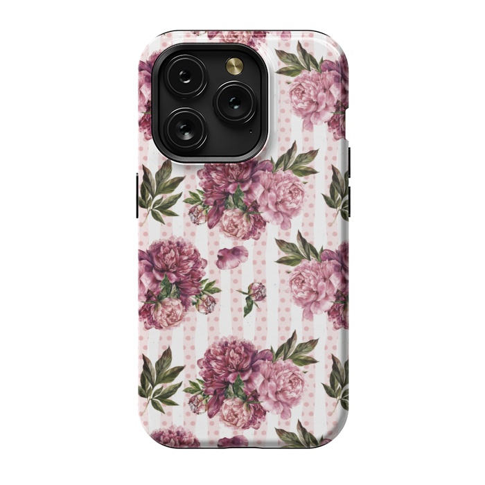 iPhone 15 Pro StrongFit Vintage Pink Peony Pattern by  Utart