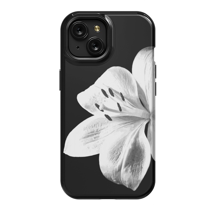 iPhone 15 StrongFit White Lily Black Background by Alemi