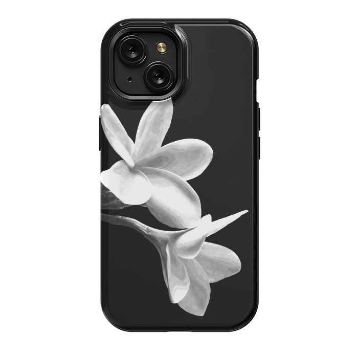 iPhone 15 StrongFit White Flowers Black Background by Alemi