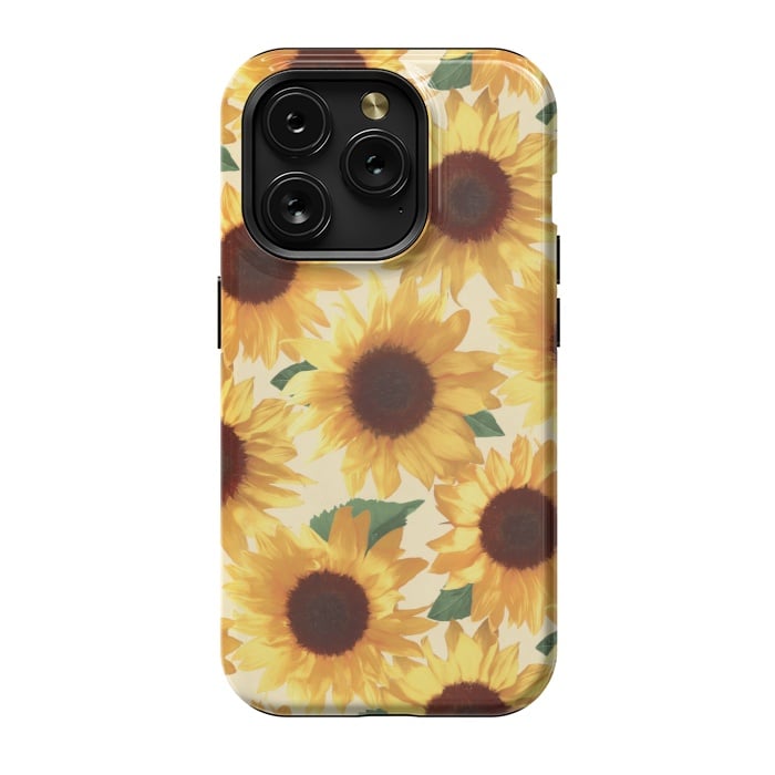 iPhone 15 Pro StrongFit Happy Yellow Sunflowers by Micklyn Le Feuvre