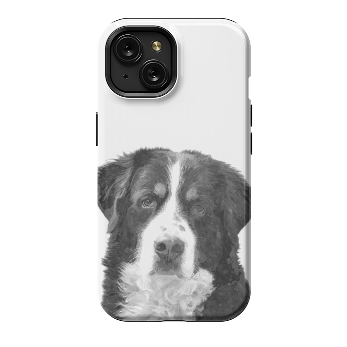 iPhone 15 StrongFit Black and White Bernese Mountain by Alemi