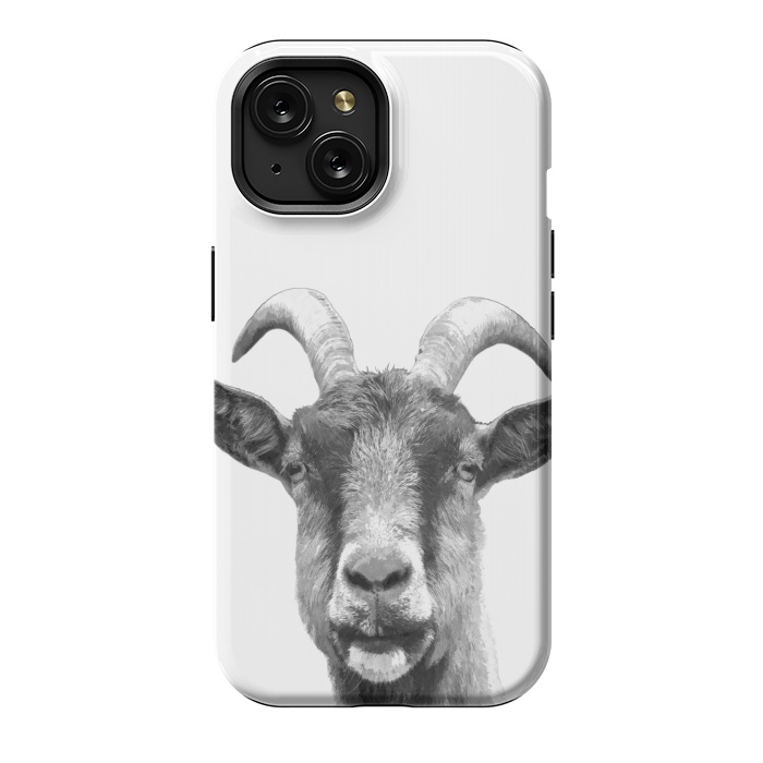 iPhone 15 StrongFit Black and White Goat Portrait by Alemi