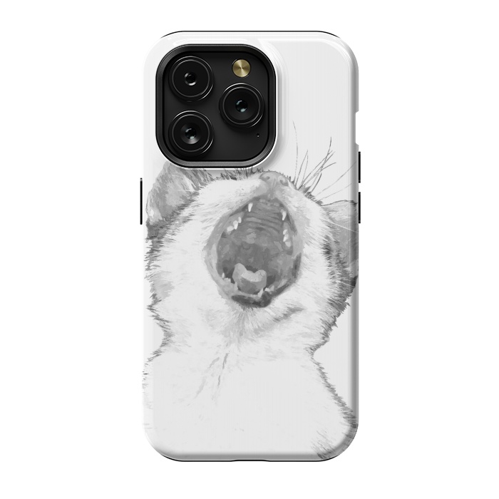 iPhone 15 Pro StrongFit Black and White Sleepy Kitten  by Alemi