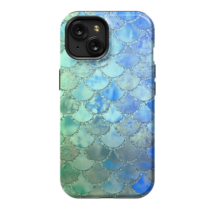 iPhone 15 StrongFit Ocean green and blue Mermaid Scales by  Utart
