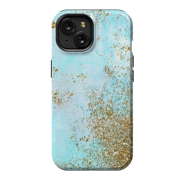 iPhone 15 StrongFit Gold and Teal Mermaid Glitter Foam by  Utart