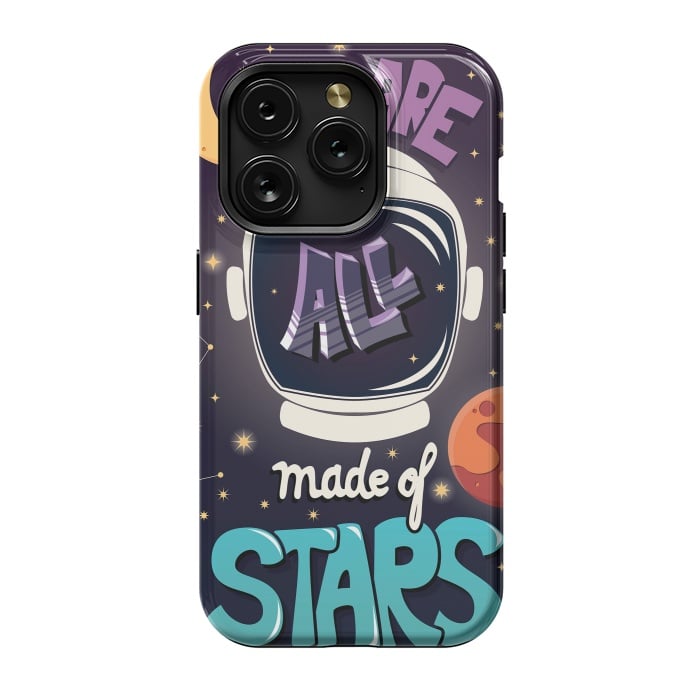 iPhone 15 Pro StrongFit We are all made of stars, typography modern poster design with astronaut helmet and night sky by Jelena Obradovic