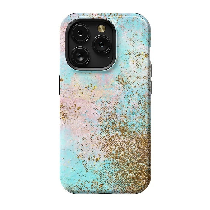 iPhone 15 Pro StrongFit Pink and Teal and Gold Mermaid Glitter Seafoam by  Utart