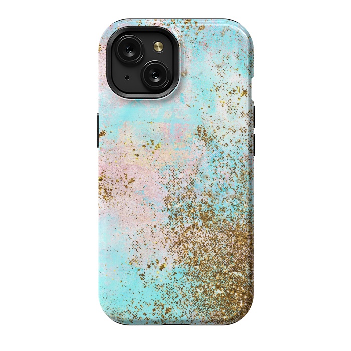 iPhone 15 StrongFit Pink and Teal and Gold Mermaid Glitter Seafoam by  Utart