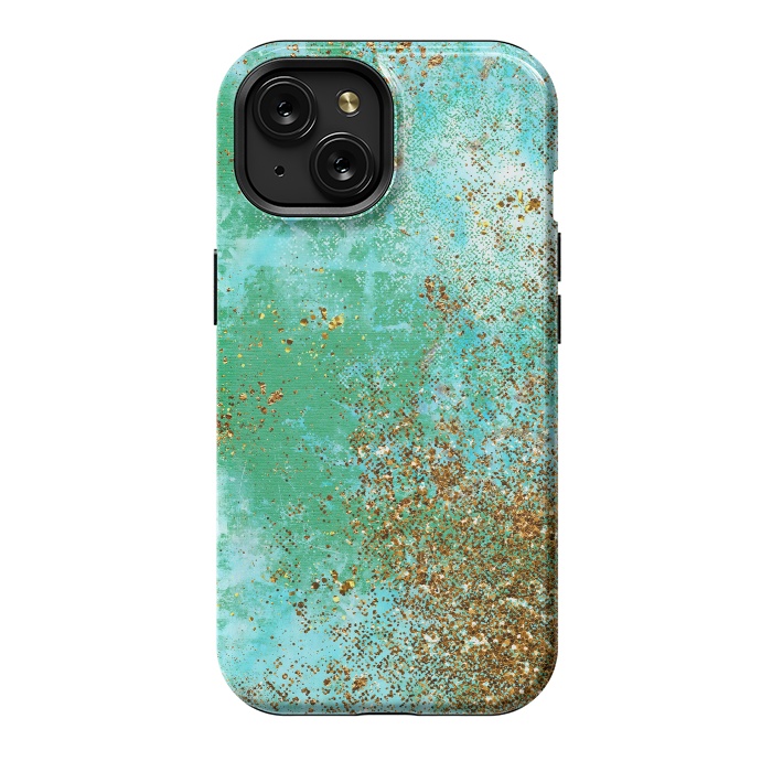 iPhone 15 StrongFit Green and Gold Mermaid Glitter SeaFoam by  Utart