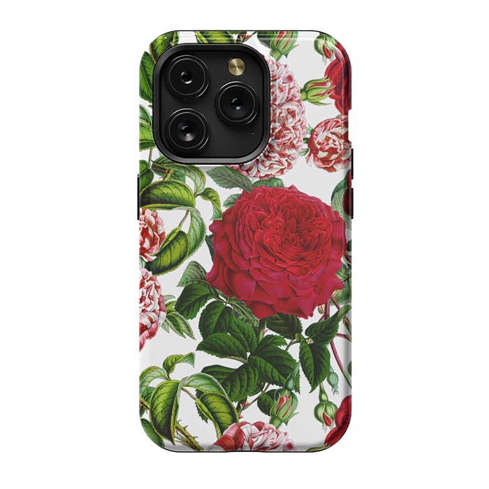 iPhone 15 Pro StrongFit Red and White Vintage Roses Pattern by  Utart