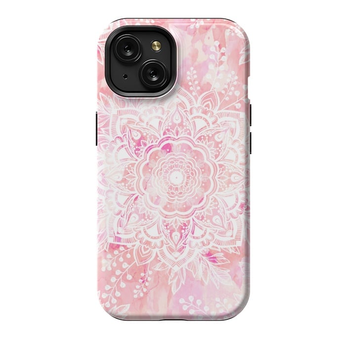 iPhone 15 StrongFit Queen Starring of Mandalas-Rose by ''CVogiatzi.