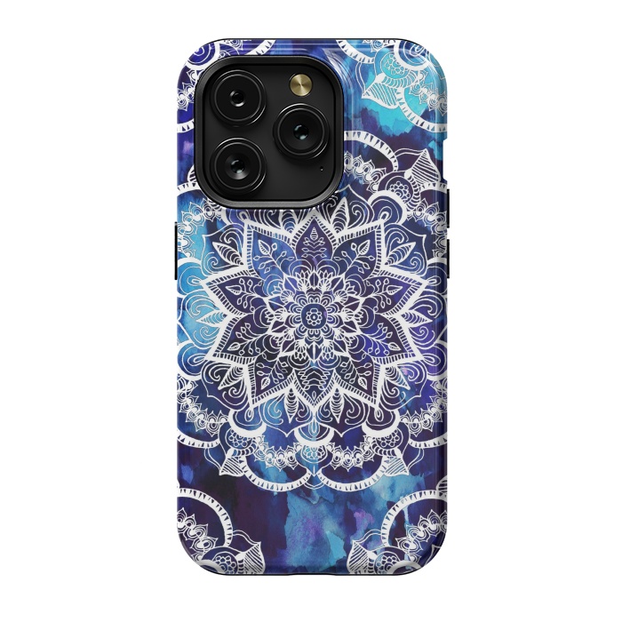 iPhone 15 Pro StrongFit Queen Starring of Mandalas Navy by ''CVogiatzi.