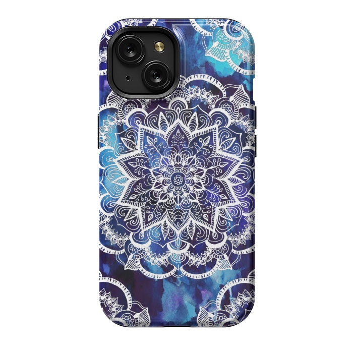 iPhone 15 StrongFit Queen Starring of Mandalas Navy by ''CVogiatzi.