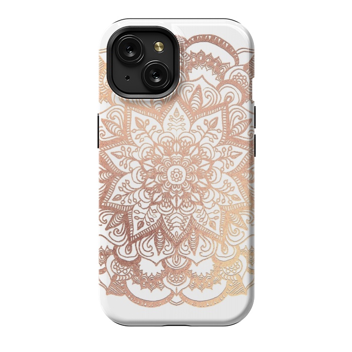 iPhone 15 StrongFit Mandala Rose-Gold Shine by ''CVogiatzi.