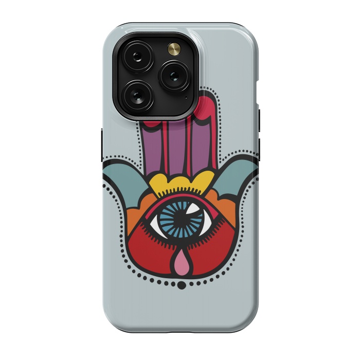 iPhone 15 Pro StrongFit Pop Hamsa over Blue by Majoih